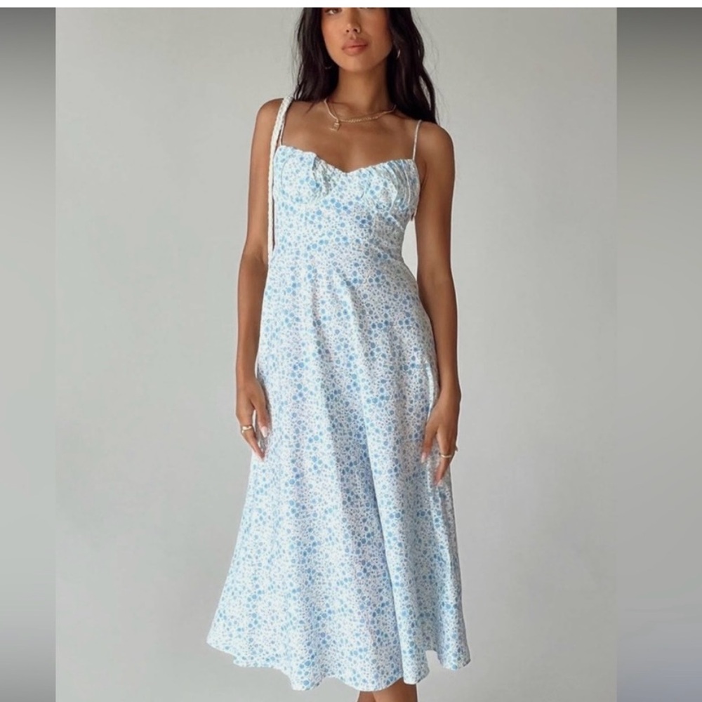 Princess Polly blue floral print midi dress